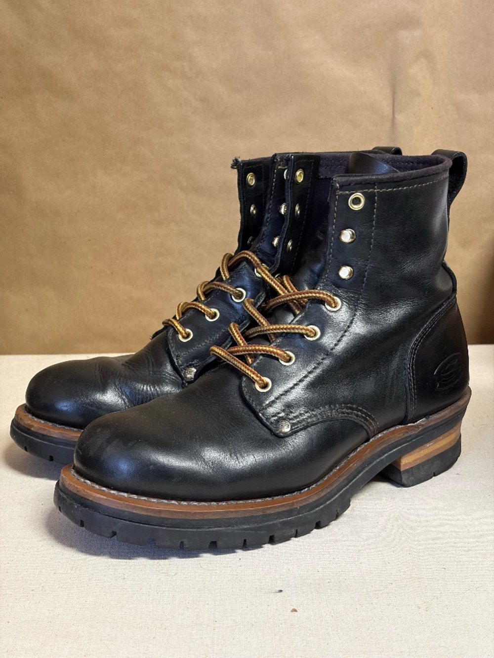 Sketchers Cascades Logger Boots Mens US 9 Black Y2K